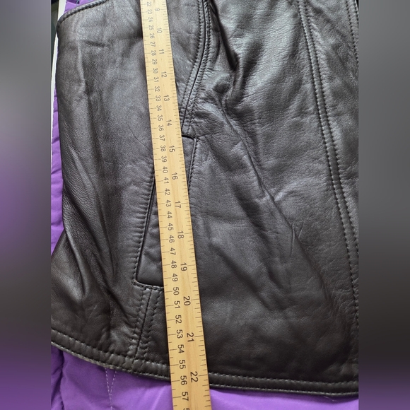 Liz Claiborne brown leather vest zip up large - Picture 7 of 10